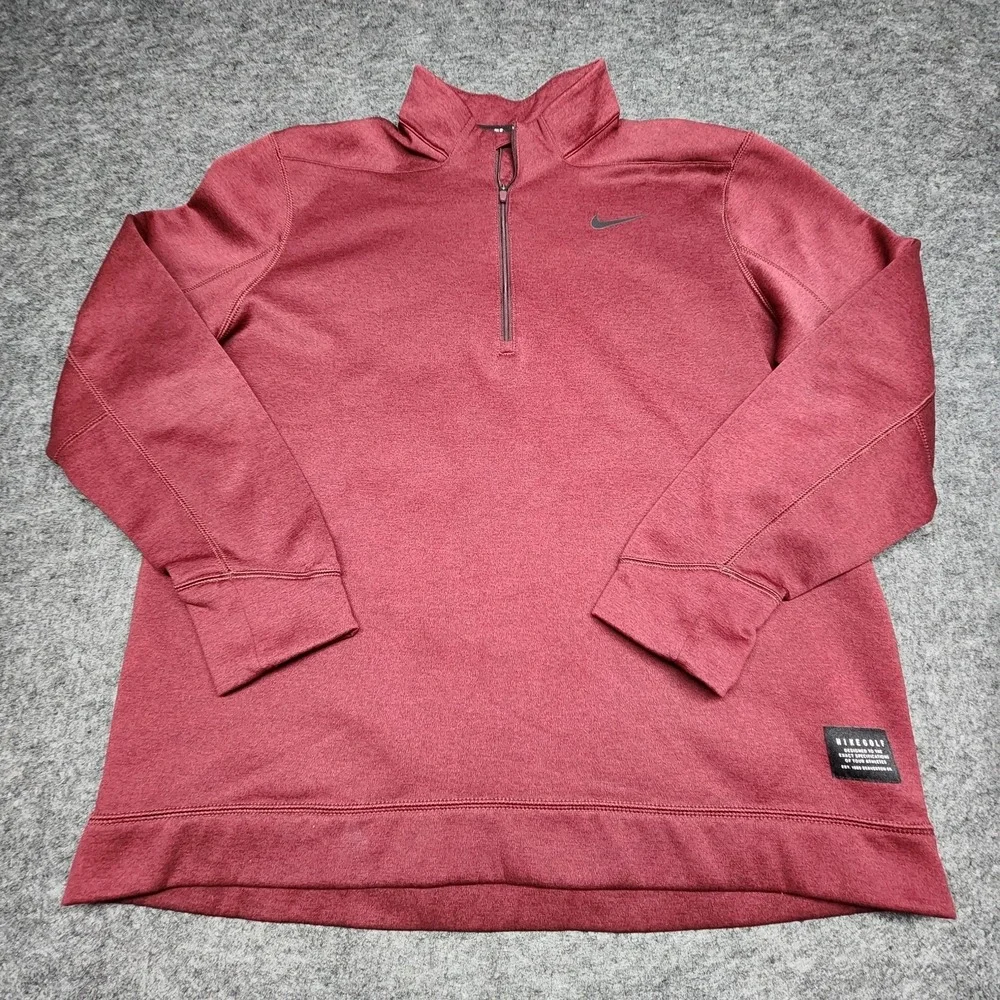 Nike Golf Mens Therma Repel Maroon 1/2 Zip Fleece Pullover Shirt Large Golfing
